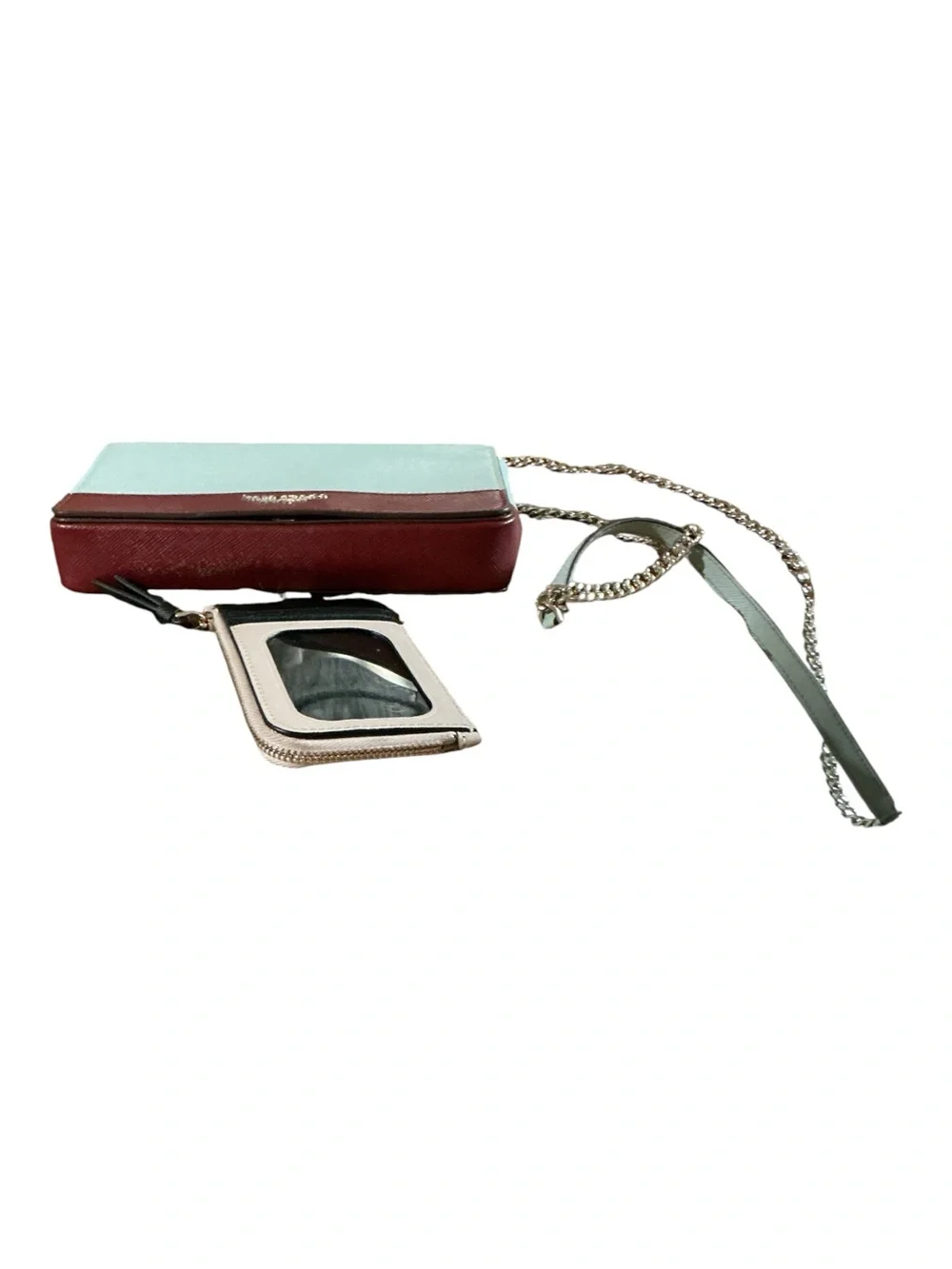 kate spade Mint and Red Two-Tone Crossbody with Cream Card Wallet